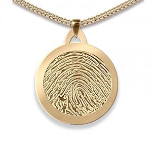 Urnwebshop Dun Rond Gouden Vingerafdruk Sieraad Large