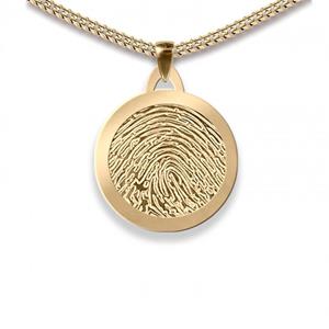 Urnwebshop Dun Rond Gouden Vingerafdruk Sieraad Medium