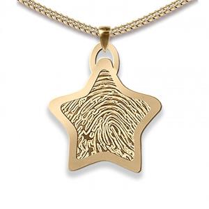 Urnwebshop Dun Ster Vingerafdruk Sieraad Large Goud