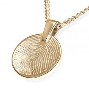 Urnwebshop Rond Gouden Vingerafdruk Sieraad Large