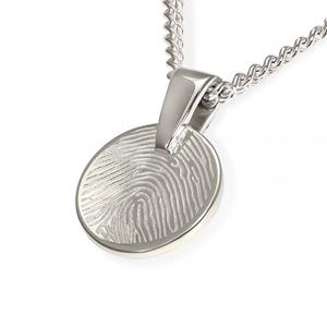 Urnwebshop Rond Zilveren Vingerafdruk Sieraad Small