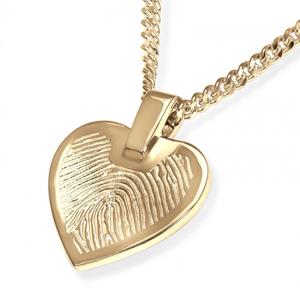 Urnwebshop Hartvormig Gouden Vingerafdruk Sieraad Large