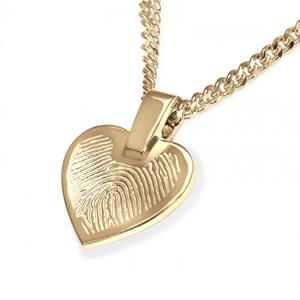 Urnwebshop Hartvormig Gouden Vingerafdruk Sieraad Small
