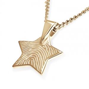 Urnwebshop Stervormig Vingerafdruk Sieraad Small Goud