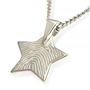 Urnwebshop Stervormig Vingerafdruk Sieraad Large Zilver