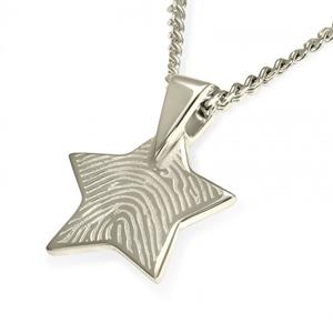 Urnwebshop Stervormig Vingerafdruk Sieraad Small Zilver