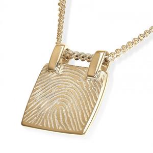 Urnwebshop Gouden Vingerafdruk Sieraad Vierkant Large