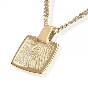 Urnwebshop Gouden Vingerafdruk Sieraad Vierkant Small