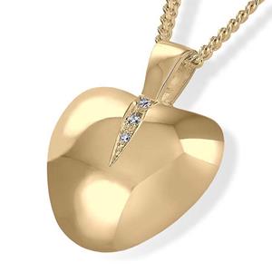 Urnwebshop Gouden Duo Ashanger Hart met briljant en 2 Askamers