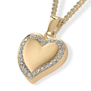 Urnwebshop Gouden Hart Ashanger met Brillianten Rand