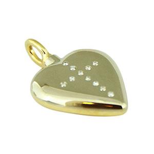 Urnwebshop Bicolor Gouden Ashanger Hart met 11 Diamantjes