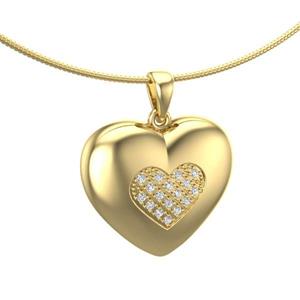 Urnwebshop Bicolor Gouden Ashanger Mooi Hart met 17 Diamantjes