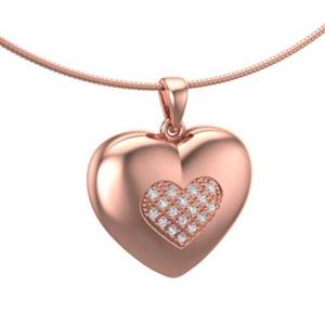 Urnwebshop Rozegouden Ashanger Mooi Hart met 17 Diamantjes