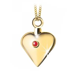 Urnwebshop Gouden Ashanger Hart met Robijn
