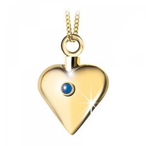 Urnwebshop Gouden Ashanger Hart met Saffier