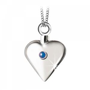 Urnwebshop Zilveren Ashanger Hart met Saffier