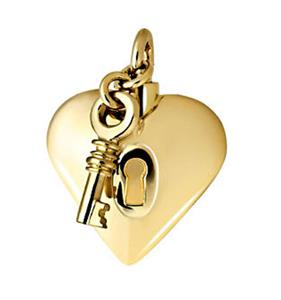Urnwebshop Gouden Ashanger Hart met Slot en Sleutel