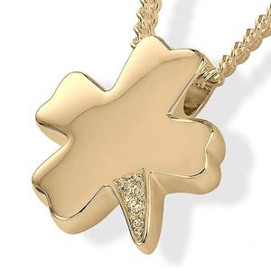 Urnwebshop Gouden Ashanger Klavertje Vier met 3 Briljanten