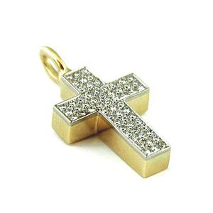 Urnwebshop Bicolor Gouden Ashanger Kruis met 60 Briljanten