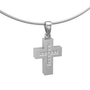 Urnwebshop Ashanger Kruis Zilver, met Zirkonia Hart