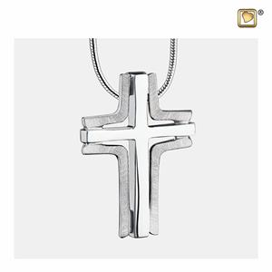 Urnwebshop Ashanger Elegant Cross Geborsteld Zilver, inclusief Slangencollier