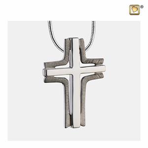 Urnwebshop Ashanger Elegant Cross Geborsteld Ruthenium, met Slangencollier
