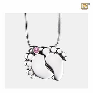 Urnwebshop Ashanger Babyvoetjes Roze Swarovski, inclusief Design Slangencollier