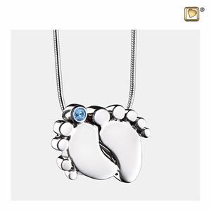 Urnwebshop Ashanger Babyvoetjes Blauw Swarovski, inclusief Design Slangencollier