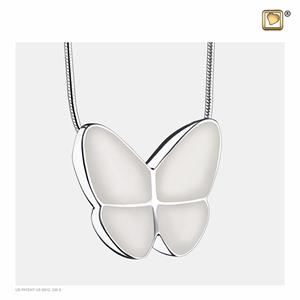 Urnwebshop Ashanger Vlinder Parelwit, inclusief Design Slangencollier