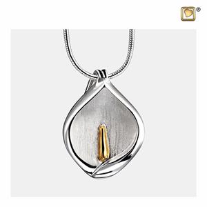 Urnwebshop Zilveren Ashanger Lelie, Gouden Meeldraad, met Design Slangencollier