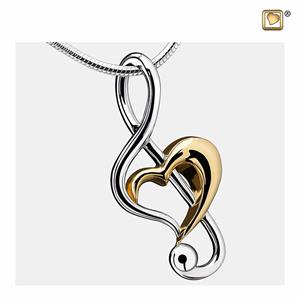Urnwebshop Ashanger Muzieksleutel Verguld Zilver Hart, inclusief Slangencollier