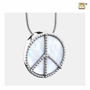 Urnwebshop Zilveren Ashanger Mother of Pearl Peace, inclusief Slangencollier