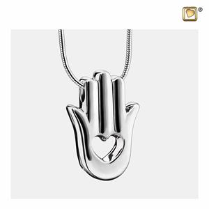 Urnwebshop Zilveren Ashanger Hamsa Hand, inclusief Design Slangencollier
