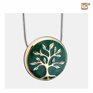 Urnwebshop Verguld Zilveren Groene Ashanger Levensboom, inclusief Slangencollier