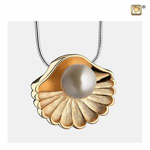 Urnwebshop IJsmat Vergulde Ashanger Schelp met Parel, inclusief Slangencollier
