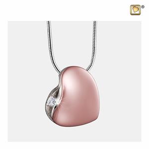 Urnwebshop Ashanger LeaningHeart Rozegoud Zirkonia, met Design Slangencollier