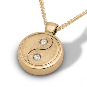 Urnwebshop Ronde Gouden Ashanger Yin Yang met 2 Briljanten