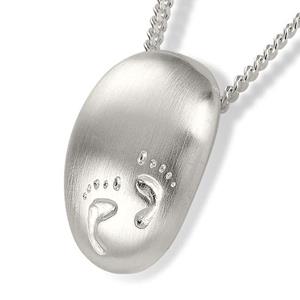 Urnwebshop Ashanger Zilver Bol Ovaal met Babyvoetjes