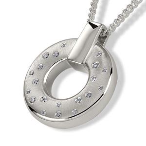 Urnwebshop Zilveren Ringvormige Ashanger Zirkonia's