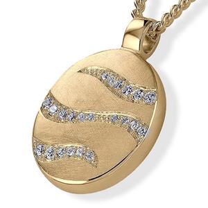 Urnwebshop Gouden Ashanger Ovaal met Briljanten
