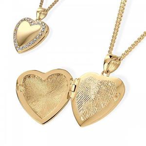 Urnwebshop Gouden Hartmedaillon voor Foto, Vingerafdruk en As 
