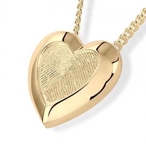 Urnwebshop Gouden Hartvormige Vingerafdruk Ashanger