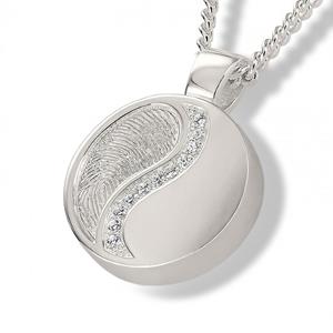 Urnwebshop Zilveren Ronde Yin Yang Vingerafdruk Ashanger
