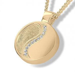Urnwebshop Gouden Ronde Yin Yang Vingerafdruk Ashanger