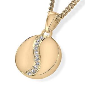 Urnwebshop Gouden Yin Yang Assieraad met Briljanten, inclusief Collier