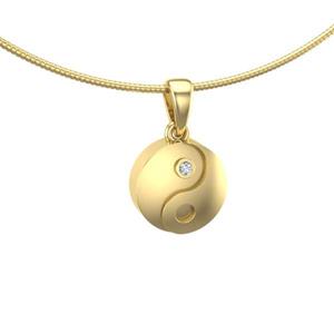 Urnwebshop Gouden Ashanger Yin Yang met Diamant