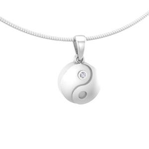 Urnwebshop Witgouden Ashanger Yin Yang met Diamant