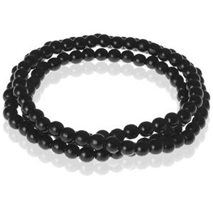 Memphis Zwarte houten kralen ketting 90cm