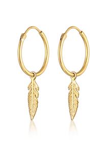 Elli Dames Creolen Veer Boho Geest Festival Trend in 925 Sterling Zilver Verguld
