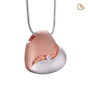 Urnwebshop Ashanger HeartFelt Rozegoud Zilver Zirkonia, inclusief Design Slangencollier